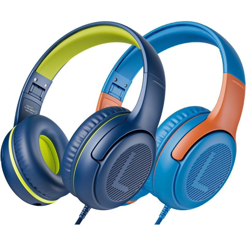 Casque d'écoute pour enfants pour l'école avec microphone 85/94 db limiteur de volume jack 3,5 mm casque filaire pliable avec sh