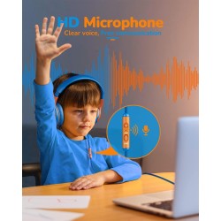 Casque d'écoute pour enfants pour l'école avec microphone 85/94 db limiteur de volume jack 3,5 mm casque filaire pliable avec sh