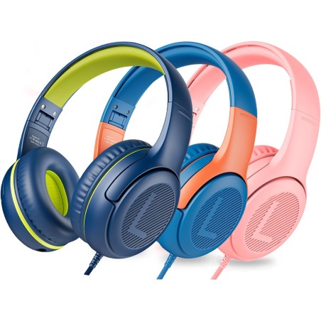 Casque d'écoute pour enfants pour l'école avec microphone 85/94 db limiteur de volume jack 3,5 mm casque filaire pliable avec sh