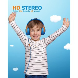Casque d'écoute pour enfants pour l'école avec microphone 85/94 db limiteur de volume jack 3,5 mm casque filaire pliable avec sh