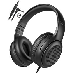 Casque d'écoute pour Enfants pour l'école avec Microphone 85/94 DB limiteur de Volume Jack 3,5 mm Casque Filaire Pliable avec Sh