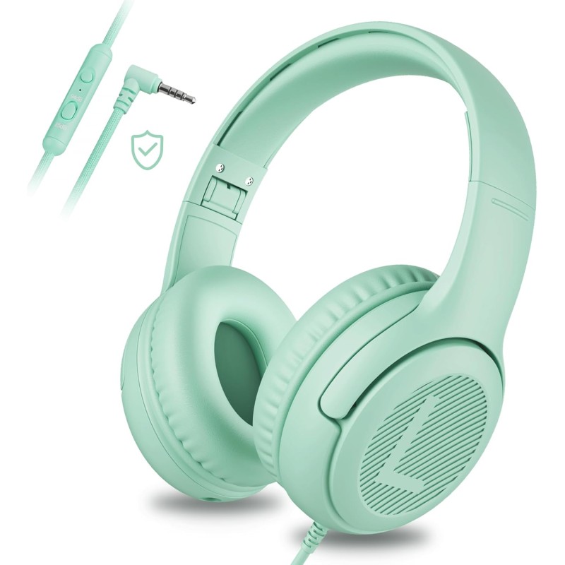 Casque Audio Enfant, Casque Enfant Filaire avec Volume Limité 85/94db, Fil 3.5 Mm, Pliable, Partager l’Audio, Micro Integré pour