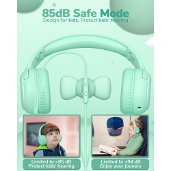 Casque Audio Enfant, Casque Enfant Filaire avec Volume Limité 85/94db, Fil 3.5 Mm, Pliable, Partager l’Audio, Micro Integré pour