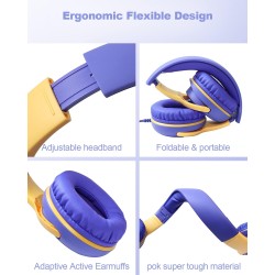 Casque Audio Enfant Filaire - Confortable et Durable, Idéal pour l'École et Le Travail, Cadeau Parfait pour Enfants, Fils, Fille