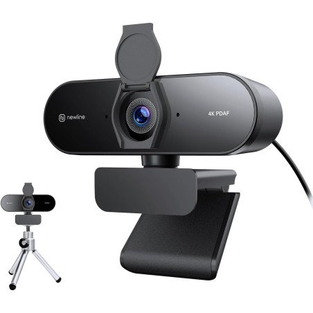 4K Webcam PC avec Micro & Trépied Métallique, Full HD 1080p@60FPS, PDAF Autofocus, Son Stéréo Clair, Correction de la Lumière, U