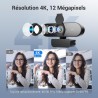 4K Webcam PC avec Micro & Trépied Métallique, Full HD 1080p@60FPS, PDAF Autofocus, Son Stéréo Clair, Correction de la Lumière, U