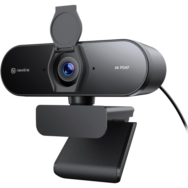 Webcam 4k avec 2 Micro, 12 Mégapixels, Autofocus PDAF en 1 Seconde, 1080p@60FPS, Son Stéréo Clair, Correction Automatique de la 