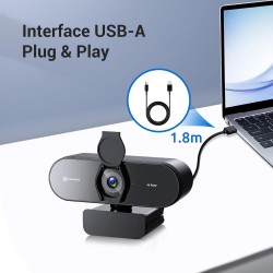 Webcam 4k avec 2 Micro, 12 Mégapixels, Autofocus PDAF en 1 Seconde, 1080p@60FPS, Son Stéréo Clair, Correction Automatique de la 