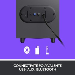 Logitech z407 haut-parleurs bleutooth pour ordinateur avec caisson de basses et contrôle sans fil, son immersif, audio premium a