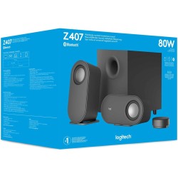 Logitech z407 haut-parleurs bleutooth pour ordinateur avec caisson de basses et contrôle sans fil, son immersif, audio premium a