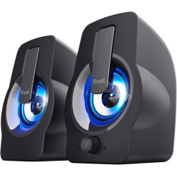 Trust Gemi RGB LED Enceinte PC 2.0 pour PC et Ordinateur Portable, 12W (6W RMS), Alimentation USB, Connexion Audio 3,5 mm, Haut 