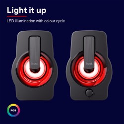 Trust Gemi RGB LED Enceinte PC 2.0 pour PC et Ordinateur Portable, 12W (6W RMS), Alimentation USB, Connexion Audio 3,5 mm, Haut 