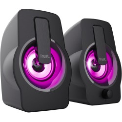 Trust Gemi RGB LED Enceinte PC 2.0 pour PC et Ordinateur Portable, 12W (6W RMS), Alimentation USB, Connexion Audio 3,5 mm, Haut 