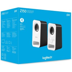 Logitech Z150 Enceinte PC, son stéréo, 2 haut-parleurs, puissance de crête de 6 watts, entrée 3,5 mm, contrôleur de haut-parleur