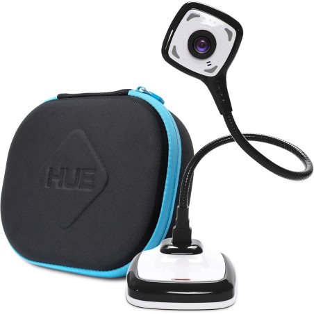 HUE HD Pro : Visualiseur de Documents et Caméra USB Flexible de Visioconférence (Noir) avec Etui de Transport (Noir)