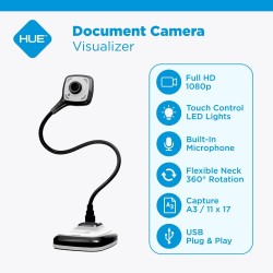 HUE HD Pro : Visualiseur de Documents et Caméra USB de Visioconférence (Noir)