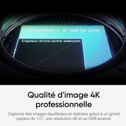 Insta360 Link 2C Pack Standard Blanc Arctique - Webcam 4K pour PC/Mac, capteur 1/2", Cadrage Auto, HDR, Micro à réduction de Bru