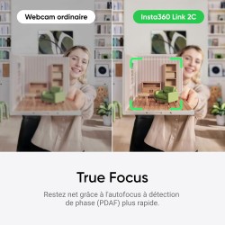 Insta360 Link 2C Pack Standard Blanc Arctique - Webcam 4K pour PC/Mac, capteur 1/2", Cadrage Auto, HDR, Micro à réduction de Bru