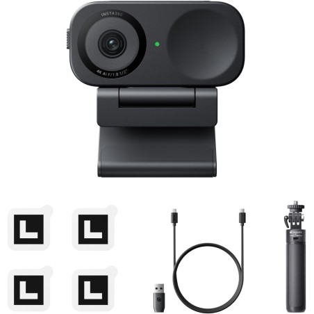 Insta360 Link 2C Pack trépied Noir Graphite - Webcam 4K pour PC/Mac, capteur 1/2", Cadrage Auto, HDR, Micro à réduction de Bruit