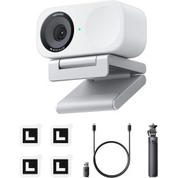 Insta360 Link 2C Pack trépied Blanc Arctique - Webcam 4K pour PC/Mac, capteur 1/2", Cadrage Auto, HDR, Micro à réduction de Brui
