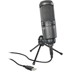 Audio-Technica 2020USB+ Microphone Cardioïde à Électret (connexion USB) Gris Foncé