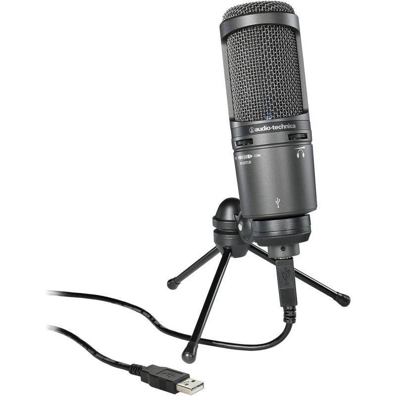 Audio-Technica 2020USB+ Microphone Cardioïde à Électret (connexion USB) Gris Foncé