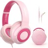 Casque Audio Enfant Filaire avec Microphone, Volume Limité à 85/94 DB, Casque Prise Jack Enfant, Ecouteurs Filaire, Pliable, pou