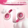 Casque Audio Enfant Filaire avec Microphone, Volume Limité à 85/94 DB, Casque Prise Jack Enfant, Ecouteurs Filaire, Pliable, pou