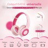 Casque Audio Enfant Filaire avec Microphone, Volume Limité à 85/94 DB, Casque Prise Jack Enfant, Ecouteurs Filaire, Pliable, pou