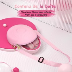 Casque Audio Enfant Filaire avec Microphone, Volume Limité à 85/94 DB, Casque Prise Jack Enfant, Ecouteurs Filaire, Pliable, pou