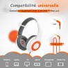 Casque Audio Enfant Filaire avec Microphone, Volume Limité à 85/94 DB, Casque Prise Jack Enfant, Ecouteurs Filaire, Pliable, pou