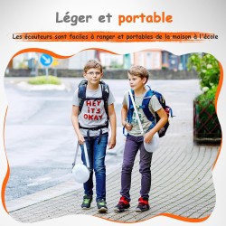 Casque Audio Enfant Filaire avec Microphone, Volume Limité à 85/94 DB, Casque Prise Jack Enfant, Ecouteurs Filaire, Pliable, pou