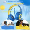 Casque Audio Enfant Filaire avec Microphone, Volume Limité à 85/94 DB, Casque Prise Jack Enfant, Ecouteurs Filaire, Pliable, pou