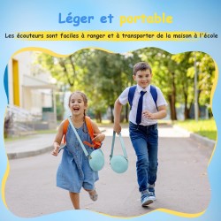 Casque Audio Enfant Filaire avec Microphone, Volume Limité à 85/94 DB, Casque Prise Jack Enfant, Ecouteurs Filaire, Pliable, pou