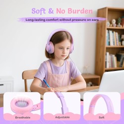 Casque Audio Enfant Filaire avec Microphone, Volume Limité à 85/94 DB, Casque Prise Jack Enfant, Ecouteurs Filaire, Pliable, pou
