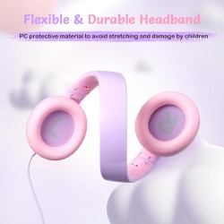 Casque Audio Enfant Filaire avec Microphone, Volume Limité à 85/94 DB, Casque Prise Jack Enfant, Ecouteurs Filaire, Pliable, pou
