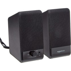 Amazon Basics Enceintes pour ordinateurs de bureau ou portables , Alimentation USB, lot de 1, Noir