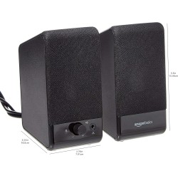 Amazon Basics Enceintes pour ordinateurs de bureau ou portables , Alimentation USB, lot de 1, Noir