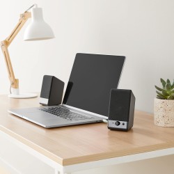 Amazon Basics Enceintes pour ordinateurs de bureau ou portables , Alimentation USB, lot de 1, Noir