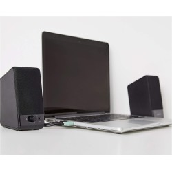 Amazon Basics Enceintes pour ordinateurs de bureau ou portables , Alimentation USB, lot de 1, Noir