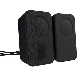 Amazon Basics Haut-parleurs pour ordinateurs de bureau ou portables , Alimentation secteur (prise UE), lot de 2, Noir