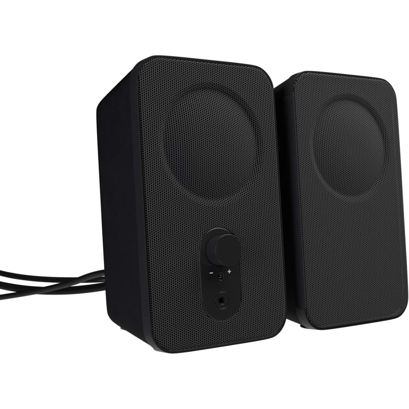 Amazon Basics Haut-parleurs pour ordinateurs de bureau ou portables , Alimentation secteur (prise UE), lot de 2, Noir