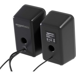 Amazon Basics Haut-parleurs pour ordinateurs de bureau ou portables , Alimentation secteur (prise UE), lot de 2, Noir