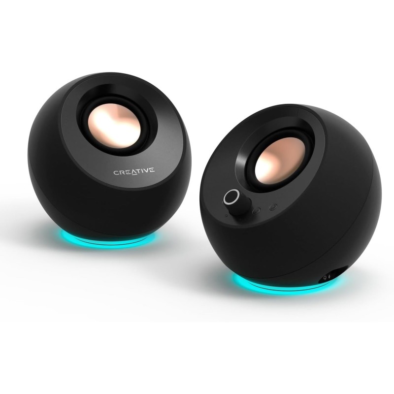 Creative pebble pro (noir) enceintes d'ordinateur 2.0 usb-c avec bleutooth 5.3 et éclairage rvb personnalisable, audio usb et po