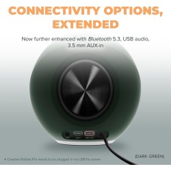 Creative pebble pro (noir) enceintes d'ordinateur 2.0 usb-c avec bleutooth 5.3 et éclairage rvb personnalisable, audio usb et po