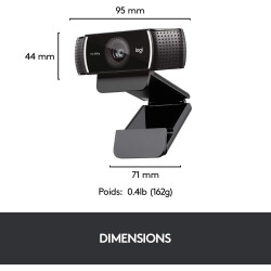 Webcam 1080p Logitech Pro - Coloris noir C922 Noir