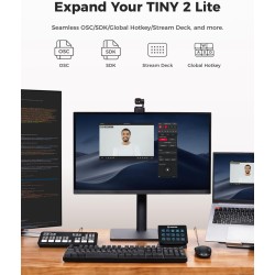OBSBOT Tiny 2 Lite Webcam 4K pour PC, Caméra De Streaming PTZ avec Suivi IA, Capteur 1/2", Contrôle par Gestes, 60 FPS, HDR, Mic