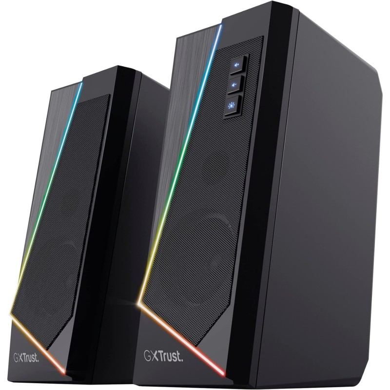 Trust Gaming GXT 609 Zoxa Système d'Enceintes, Haut-parleurs Gamer, 6 Modes d'Éclairage RGB, 12 W, Alimentation USB, Système Aud