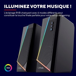 Trust Gaming GXT 609 Zoxa Système d'Enceintes, Haut-parleurs Gamer, 6 Modes d'Éclairage RGB, 12 W, Alimentation USB, Système Aud
