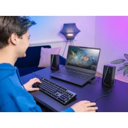 Trust Gaming GXT 609 Zoxa Système d'Enceintes, Haut-parleurs Gamer, 6 Modes d'Éclairage RGB, 12 W, Alimentation USB, Système Aud